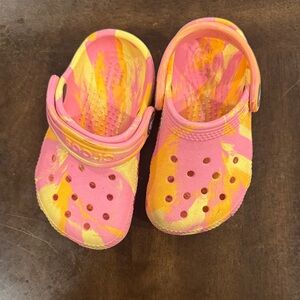 CROCS Kids' Vibrant Pink and Yellow Sandals
